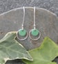 Green enamel dangle earrings, silver earrings - Image 4