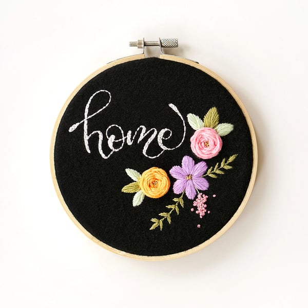 Embroidery Kit, ‘Home', Needlepoint Kit, Beginners Embroidery 