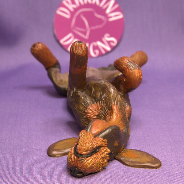 "Splat" the wirehaired dachshund - unique miniature figurine