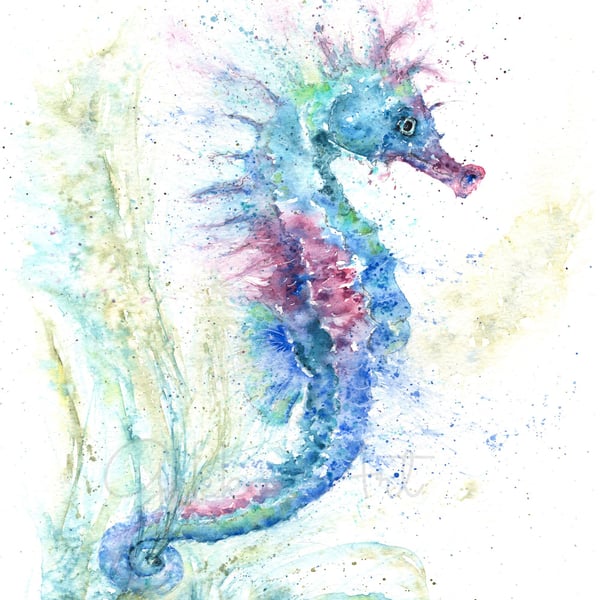 Olivia's Seahorse, A Ltd Edition Fine Art Print from an Original Watercolour 