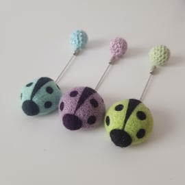 Needle Felt Merino Ladybird Pin 