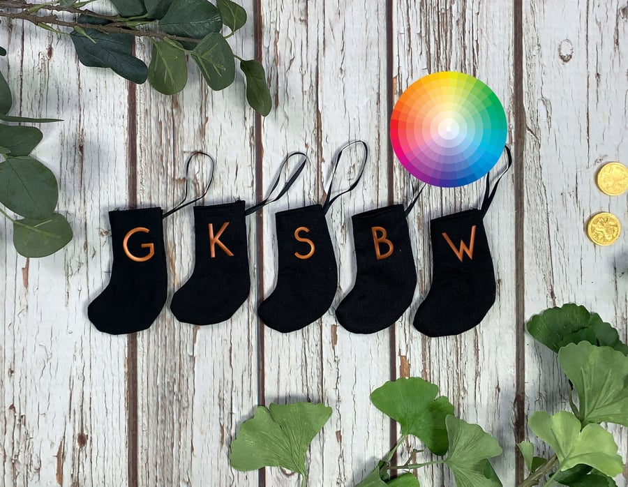 Little tree Stockings -letter Christmas decoration, personalised initial xmas 