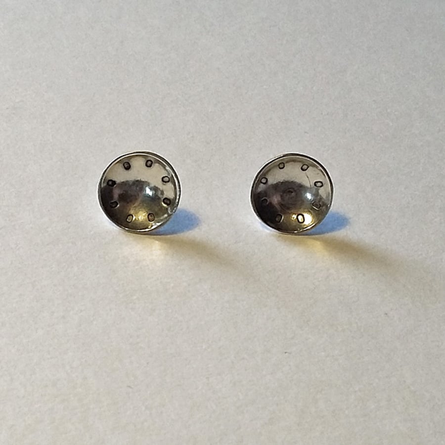 Small Circle Stud Earrings, Sterling Silver Dome Studs