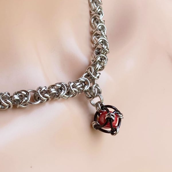 Rare chainmaille Necklace - Beaded Byzantine Necklace 