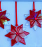 Trio of fused glass red irridescent star hanging decorations - Image 3