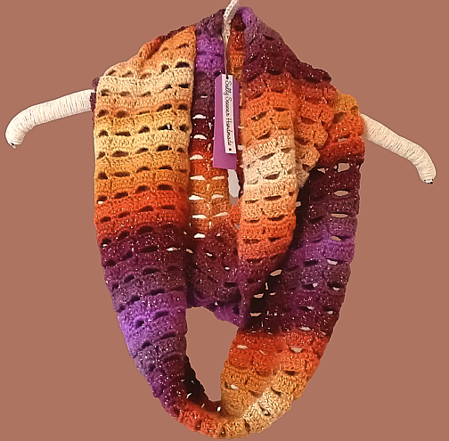 Scarf In Purple & Gold Hippy Infinity Free Postage