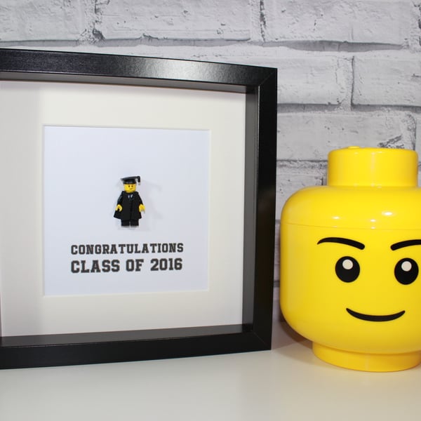 GRADUATE - FRAMED CUSTOM LEGO MINIFIGURE - AWESOME GRADUATION GIFT IDEA