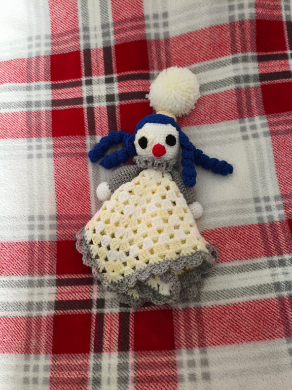 Starchild - handmade crochet clown lovey comforter doll - OOAK!