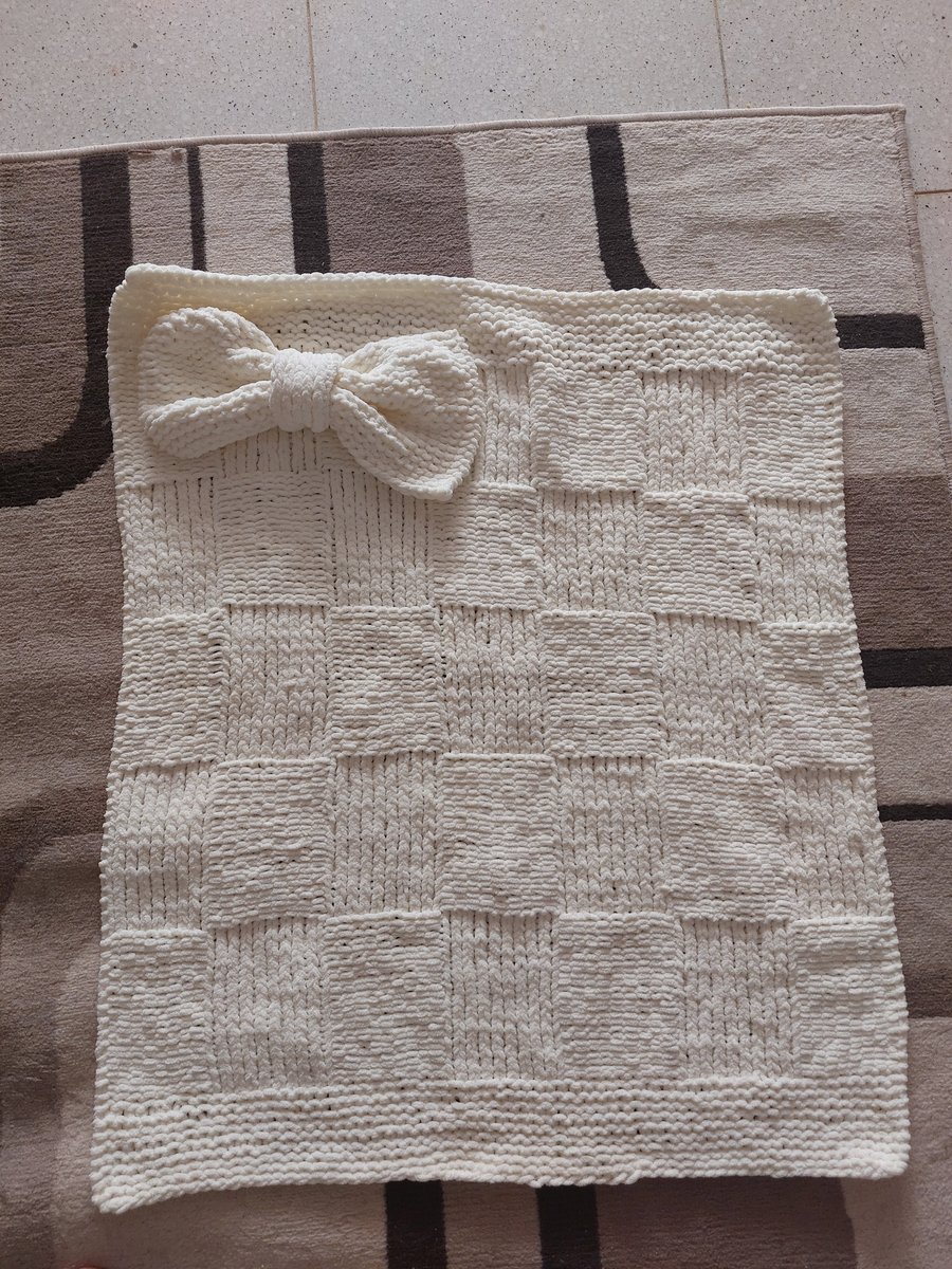 Soft cream  knitted baby blanket