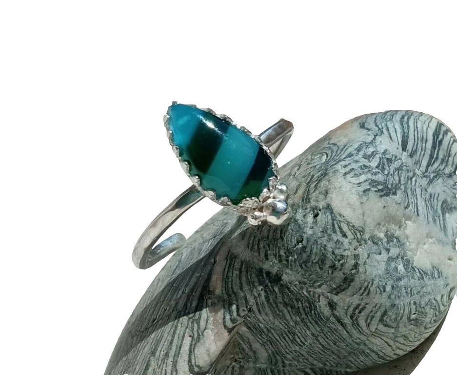 Surfite Adjustable Ring Sterling Silver Teardrop Stacker Jewellery Gift Handmade