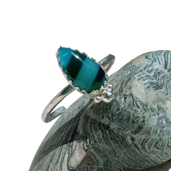 Surfite Adjustable Ring Sterling Silver Teardrop Stacker Jewellery Gift Handmade