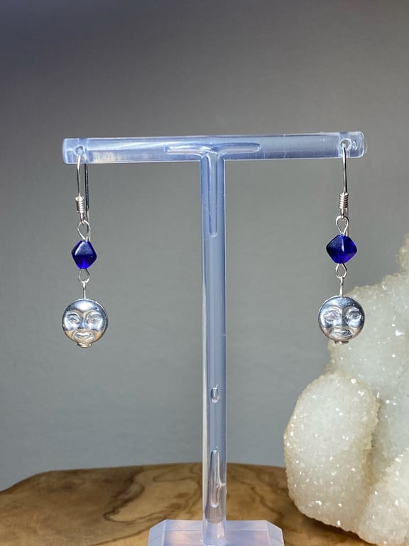 Suki - Sterling Silver Earrings with Glass Moons 