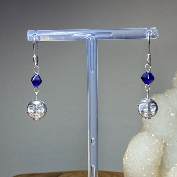 Suki - Sterling Silver Earrings with Glass Moons 