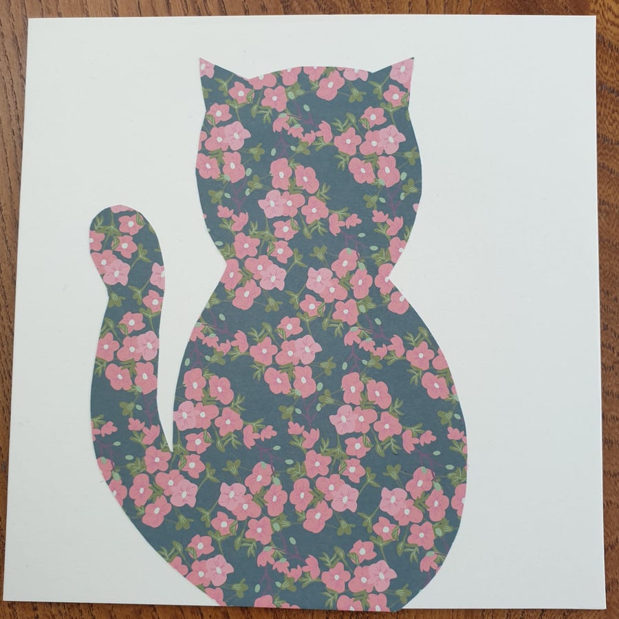Floral Cat Greetings Card (Blank)