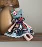 Pretty Floral Cat Art Doll Blue - Image 6
