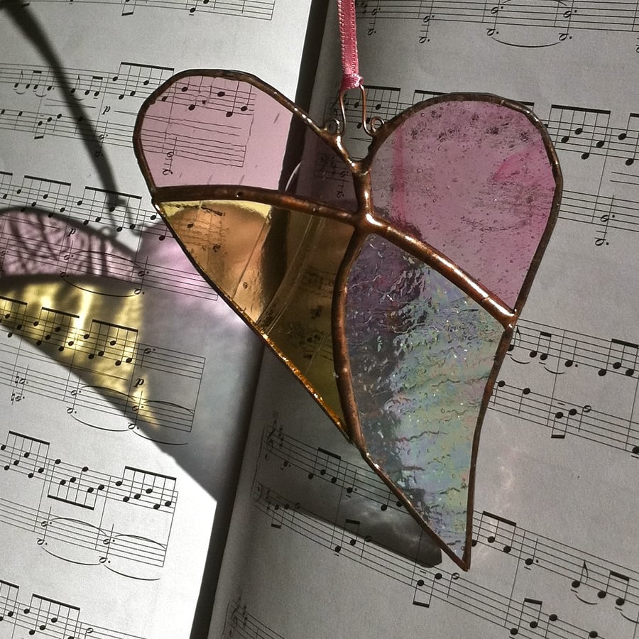 Quirky Stained Glass Heart Sun Catcher