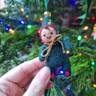 Pocket Pixie "Twinkle" Christmas Decoration, Mini Art Doll
