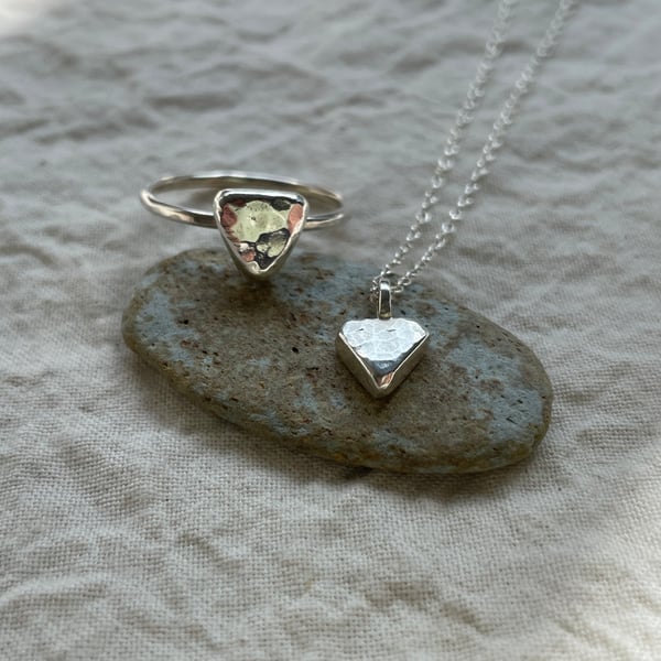 Beautiful Bundle - Hammered Triangles - Ring & Necklace