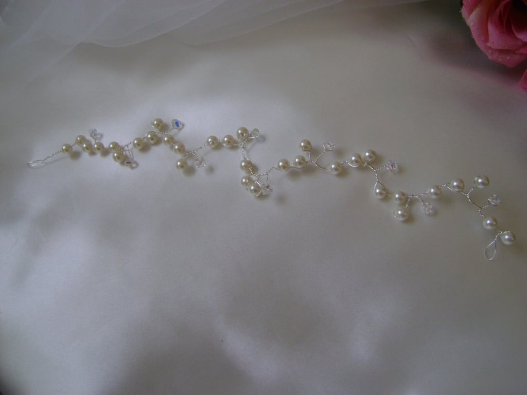 Paris - Swarovski Crystal & Pearl Bridal Hair Vine