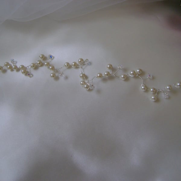 Paris - Swarovski Crystal & Pearl Bridal Hair Vine