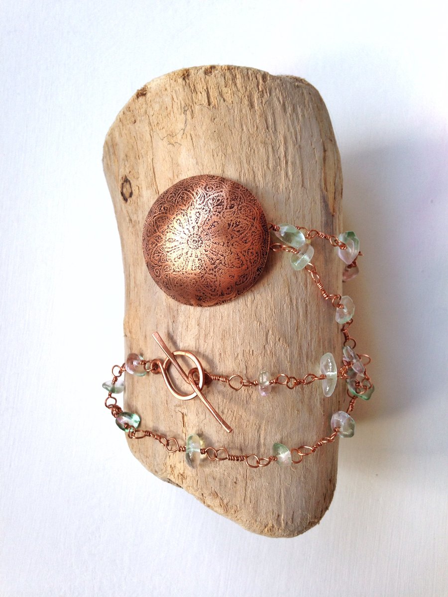 Copper Mandala necklace - Folksy