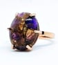 Large Amethyst Rose Gold Plated Silver Ring Size P-Q With Copper Inclusions - Image 1