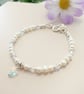 Freshwater Pearl Butterfly Bracelet in Sterling Silver 