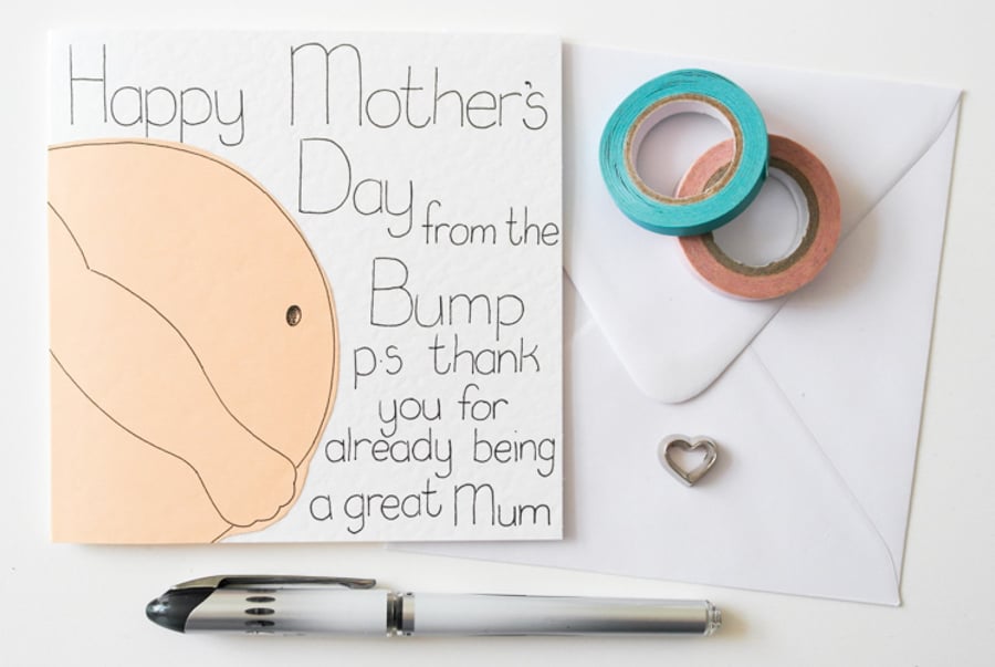 Handmade Mother's Day Card For Mum To Be, Mother's Day Card From The Baby Bump