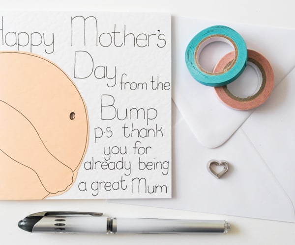 Handmade Mother's Day Card For Mum To Be, Mother's Day Card From The Baby Bump