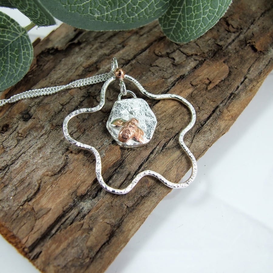 Necklace, Sterling Silver and Copper Bee Pendant
