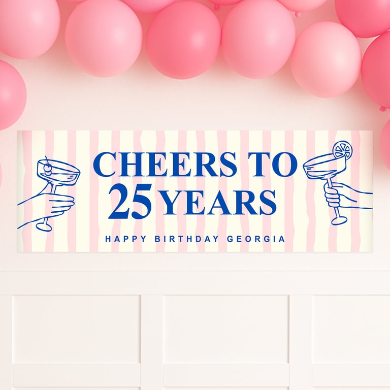 Personalised Birthday Banner – Custom Cheers to Years Cocktail Party Decor