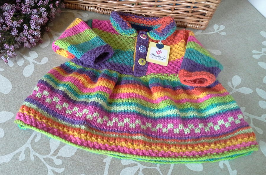 Baby Girls Rainbow Dress  with pure wool  0-6 months size