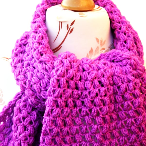 Bean Stitch Crochet Scarf