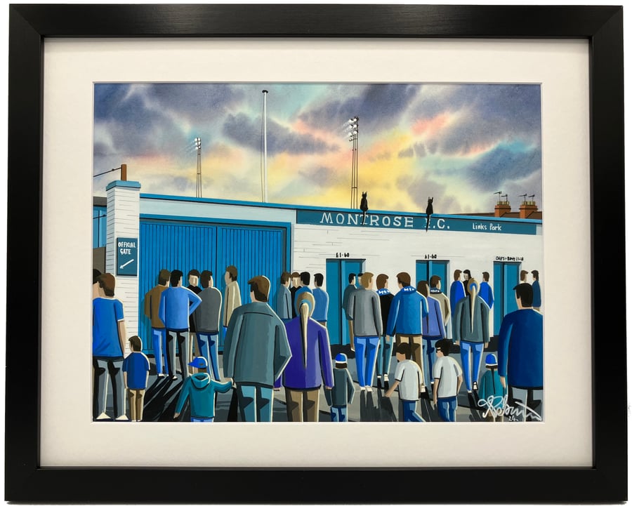 Montrose F,C, Retro Links Park Football Stadium Art Print. 14" x 11" Frame Size