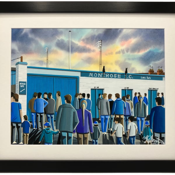 Montrose F,C, Retro Links Park Football Stadium Art Print. 14" x 11" Frame Size