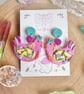 Funky Rainbow Chicken Polymer Clay earrings - Image 1