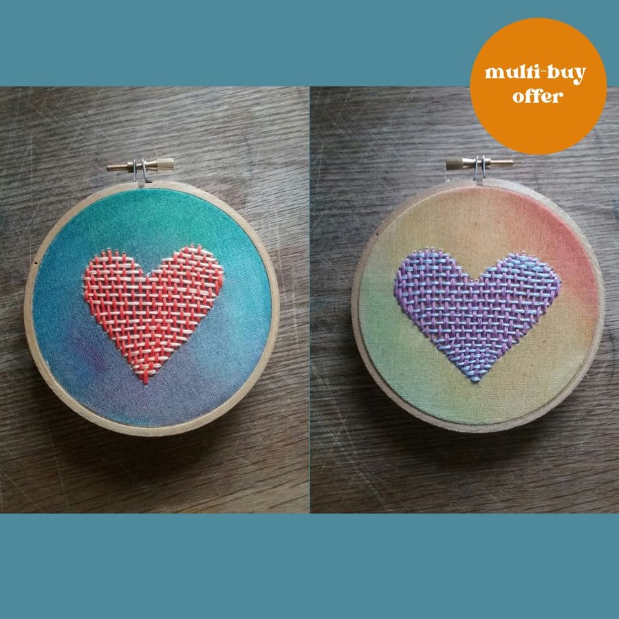 Heart Embroidery Set of Two