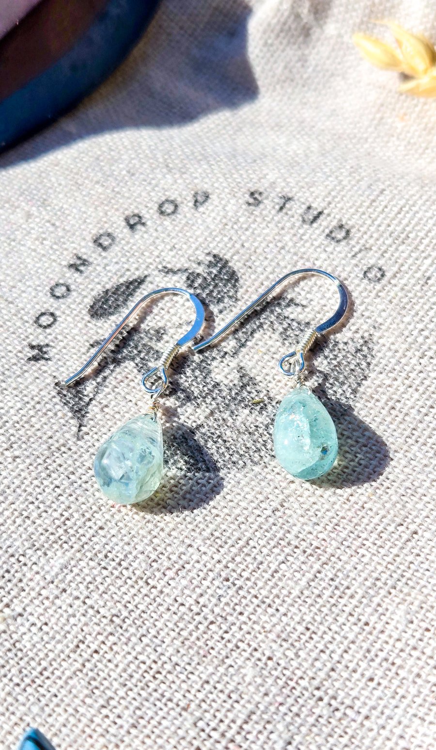 One of a Kind Blue Beryl Earrings - Recycled Sterling Silver, March Birthstone