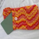 Handmade Crochet Kindle Pouch - Colourful book lover gift - e-reader sleeve
