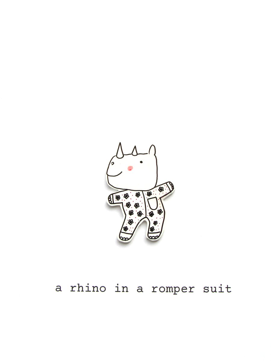 card - a rhino in a romper suit 