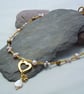 Freshwater pearls, mother of pearl & gold plate heart necklace pendant - Image 1