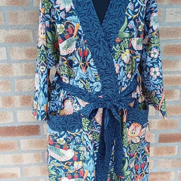 Bath robe William Morris strawberry thief cotton dressing gown 