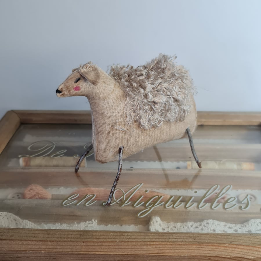 Handmade primitive sheep soft sculpture 4