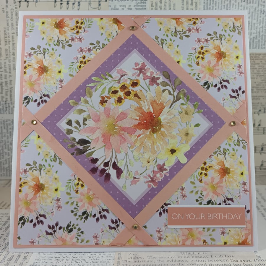 Floral birthday card - on your birthday