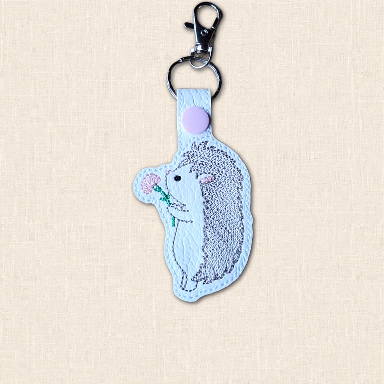 Hedgehog Flower Keyring - Cute Woodland Animal Accessory