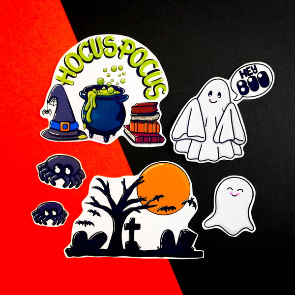 Cute Halloween Stickers Set of 6 Vinyl Stickers