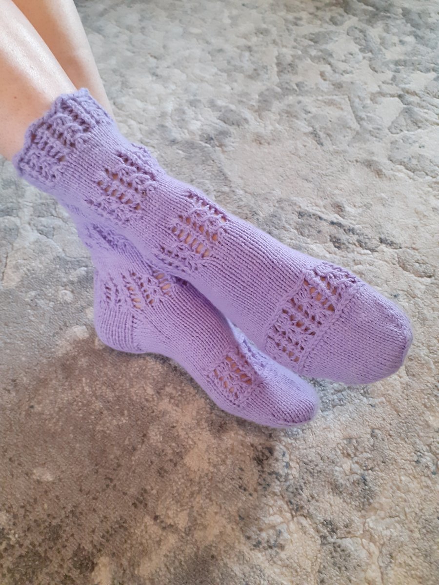 Soft Hand - knitted socks for women, lilac  wool socks, perfect gift, size 38-39