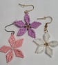Lilac Flower Earrings Miyuki Delica Beads Handmade 3D Floral Jewellery - Image 5