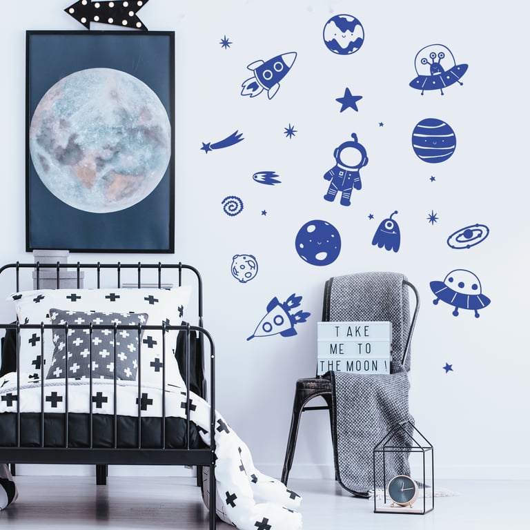 Outer Space Wall Sticker Set: Themed Wall Decals for Kids Rooms & Nurseries
