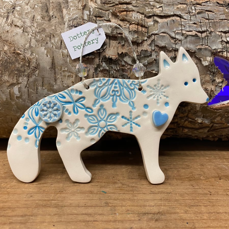 Ceramic Snow fox Christmas decoration